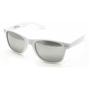 Hvide Wayfarer solbriller – Sølv spejlglas